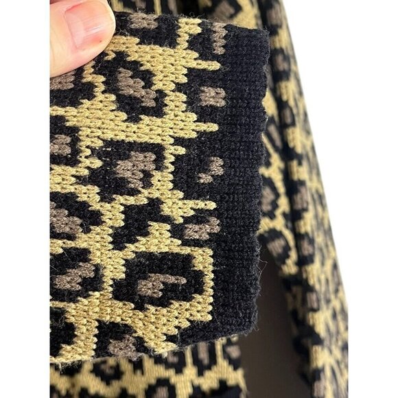 Tally Ho Sweater Women XL Brown Button Down Animal Print Vtg Cardigan Retro 80s - Picture 7 of 11